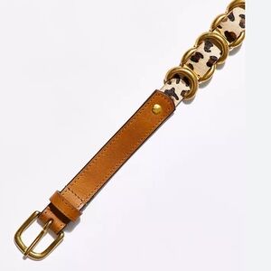 Leopard Print Belt with Gold Accents